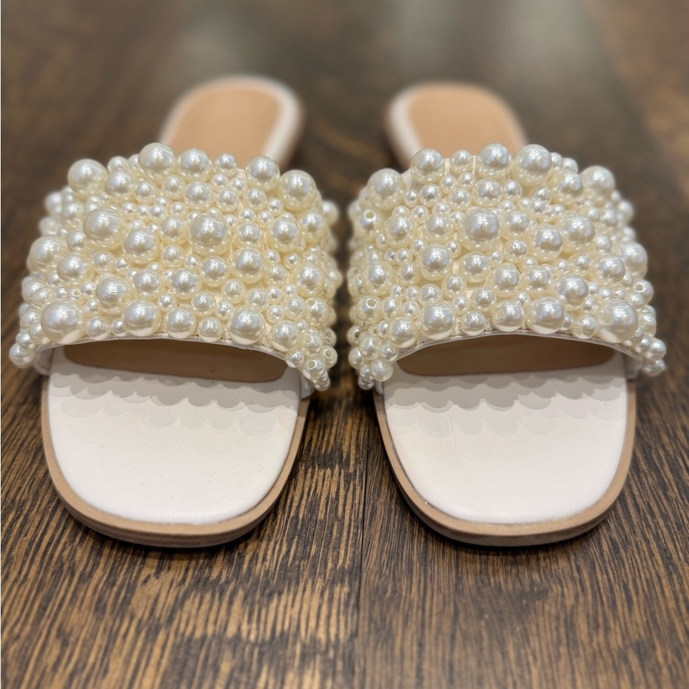 A New Day Cream Pearl Embellished Sandals